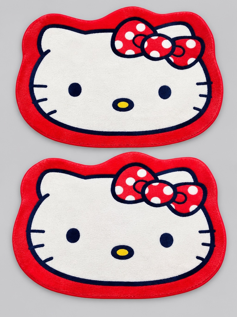 Set of 2 Hello Kitty Face Rugs – Red Bow Plush Floor Mats
